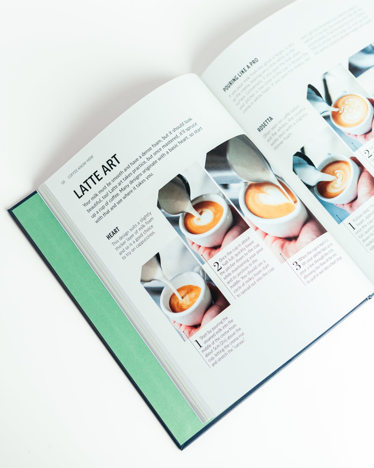 A book page about latte art instructions.